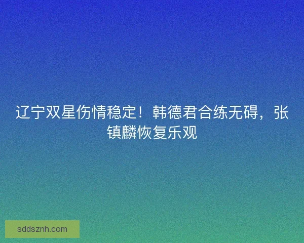 辽宁双星伤情稳定！韩德君合练无碍，张镇麟恢复乐观
